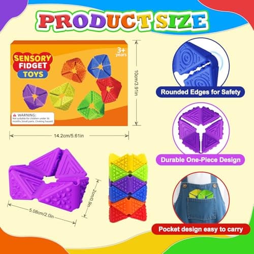 Fidget Toys for Kids - Quiet Sensory Fidget Toys for ADHD, Anxiety & Stress Relief, Non-Toxic Durable Fidgets for Classroom, Home & Travel, Perfect Sensory Toys for Toddlers & Teens - Thumbnail 4