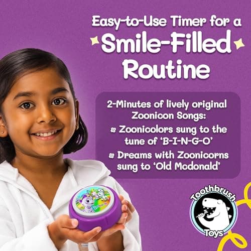 Toothbrush Timer for Kids – 2 Minute Toothbrush Timer Helps Kids and Toddlers Brush Teeth with Lights & Music, Adjustable Volume Control, Zoonicorn - Thumbnail 3