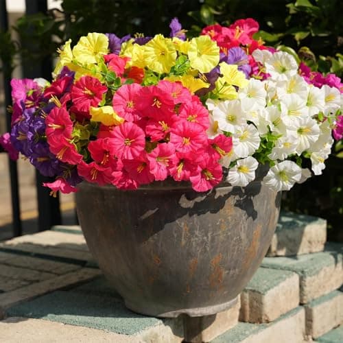 Fanfantoey 14 pcs Artificial Flowers for Outdoors, UV Resistant Fake Flowers - Thumbnail 3