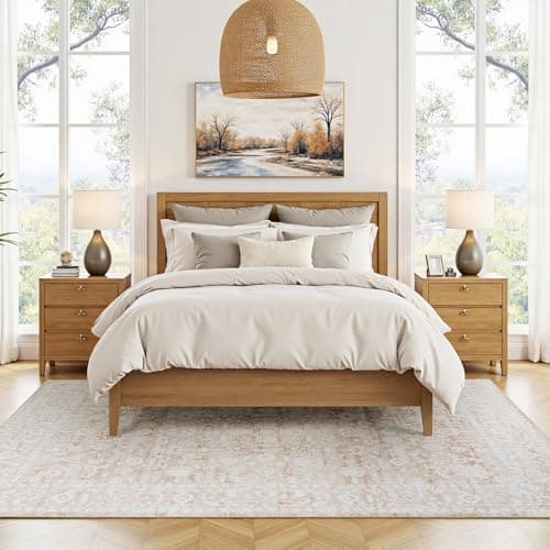 RUGVIGO Beige Floral Washable 5x7 Area Rugs for Living Room, Vintage Neutral Non Slip Bedroom Rug, Indoor Retro Soft Distressed Carpet for Home Office Dorm Dining Room - Thumbnail 6