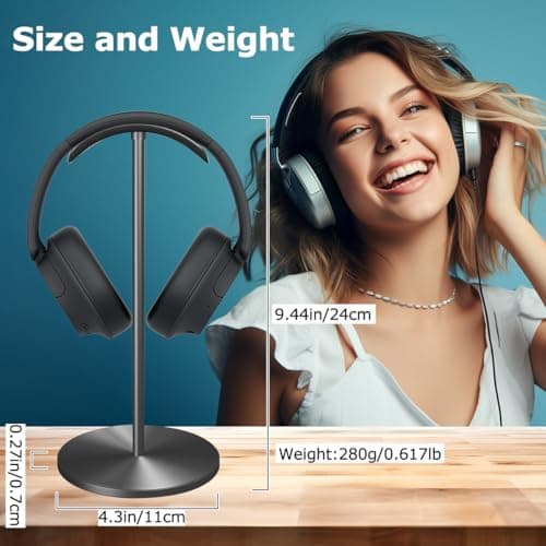 Cyfromt Headphone for Desk Hanger Holder Organizer Keeper Racks Storage Mount Gaming Headset Stand Premium Functional Craftmanship Headset Stand (Metal) - Thumbnail 6
