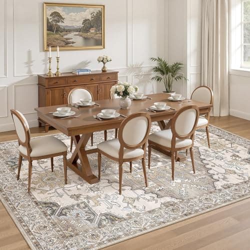 ELLIUNE 8x10 Area Rugs for Living Room: Non Slip Neutral Washable Brown Rug, Soft Stain Resistant Indoor Floor Carpets for Bedroom Dining Decor Farmhouse Home Office Kid & Pet Friendly - Thumbnail 6