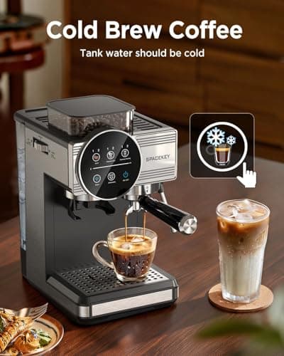 Spacekey Espresso Machine with Grinder - 20 Bar All-in-One Coffee Maker with Milk Steam Wand/Frother, Cold Brew, 30 Grind Settings, 60oz Removable Tank - Home Barista Kit for Lattes, Cappuccinos - Thumbnail 4