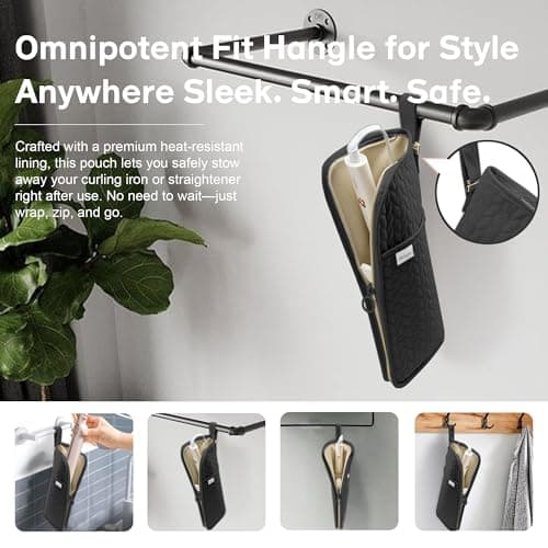 KarSyon Hot Tools Organizer Heat Resistant Mat Case Hair Tools Holder Travel Bag Portable Hair Styling Tools Cover Pouch for Curling Iron,Flat Iron,Hair Straightener (Black) - Thumbnail 4