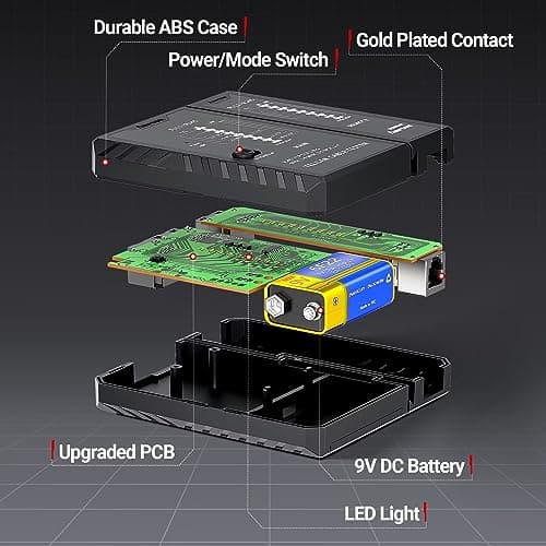 AMPCOM Network Cable Tester RJ45 for LAN & TEL Continuity of RJ45/11/12 CAT5E CAT6 CAT7 UTP & STP Shielded Ethernet Wires Test Tool - W/Carrying Bag - Black - Thumbnail 6