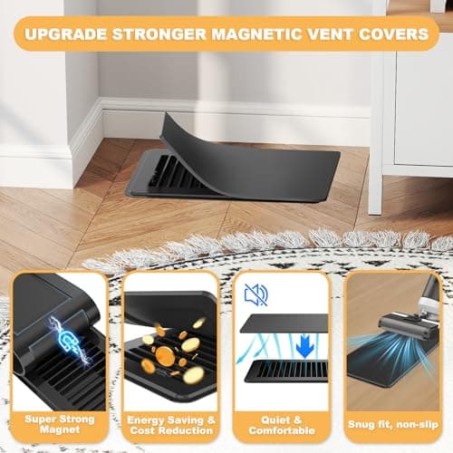 Magnetic Vent Covers (3-Pack) for Complete Sealing, 5.5" X 12" for Home Floor, Wall, and Ceiling Vents – Upgraded Thickness for RV, HVAC, and AC Vents, Energy Savings, Floor Vent Not Included - Thumbnail 2