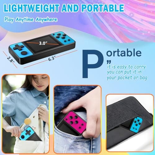 Beico 32 Bit Handheld Games for Kids Preloaded 139 Video Games,Portable Electronic Toys with 3.0" IPS Screen Rechargeable Battery,Gaming System Birthday Gifts for Boys Girls Ages 4-12 (Blue) - Thumbnail 6