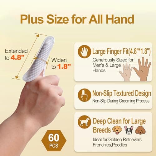 AAIHE Plus Size Dog Ear Wipes,Gently Remove Ear Wax & Dirt,Relieve Ear Itching. Fresh Coconut Scent, All Natural Ingredients Dog Ear Cleaning Wipes - 60 Count - Thumbnail 2