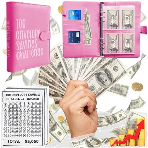 100 Envelopes Money Saving Challenge Binder, Budget Planner with Trackers