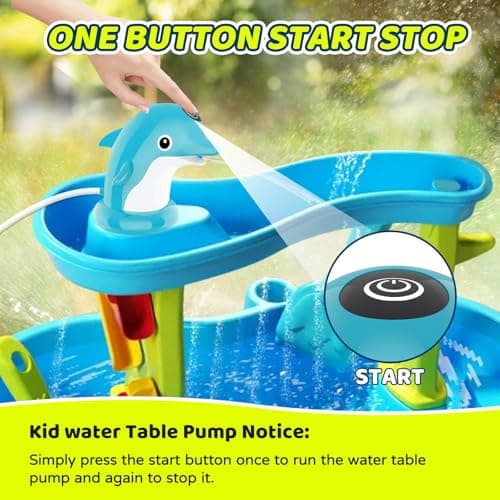 New Water Table Pump, Dolphins Cordless Rechargeable Pump for Water Tables, 3 Hours of Non-Stop Work Fun Water Fountain Play, No Drill Installatio, Water Play Table Accessories for Toddlers & Kids - Thumbnail 2