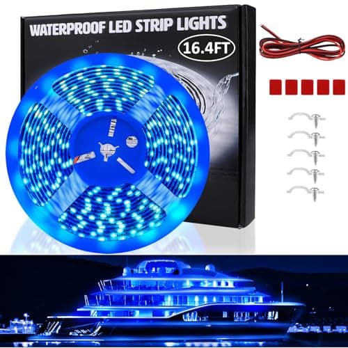 Yeenoon LED Boat Lights - 16.4ft Strip Lights, Waterproof Interior & Exterior, Pontoon, Bass Boat, Kayak, Cabin, Deck, Navigation Lights (Blue) - Image 1