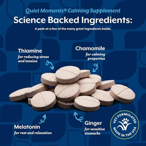NaturVet Quiet Moments Calming Aid Melatonin Dog Supplement – Helps Reduce Stress in Dogs – for Pet Storm Anxiety, Motion Sickness, Grooming, Separation, Travel – 30 Ct. Tablets - Thumbnail 6