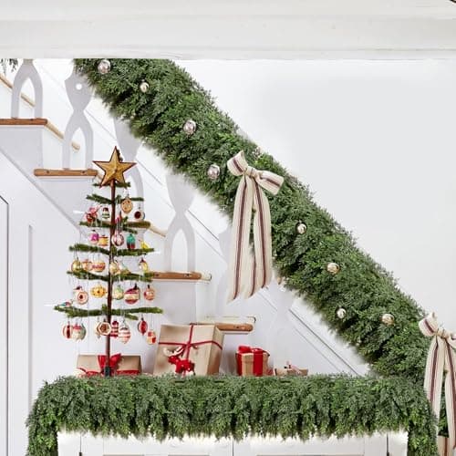 9FT Thick Christmas Garland with 240 Cedar Branches, Real Touch Green Cedar Garland for Christmas Decorations, Artificial Greenery Garland for Table, Mantle, Wall, Indoor, Outdoor Holiday Decor - Thumbnail 6