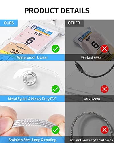 NTONPOWER Cruise Luggage Tags Holders With Steel Loops - Clear Waterproof Document Tags for Royal Caribbean & Celebrity Cruise Ships - Thumbnail 4