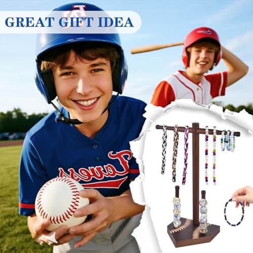 Zymvexor Wooden Sports Ring & Necklace Display Holder, Baseball Softball Championship Ring Organizer, Drip Necklace Storage Stand, Sports Gift for Athletes,Tool-free installation - Thumbnail 6