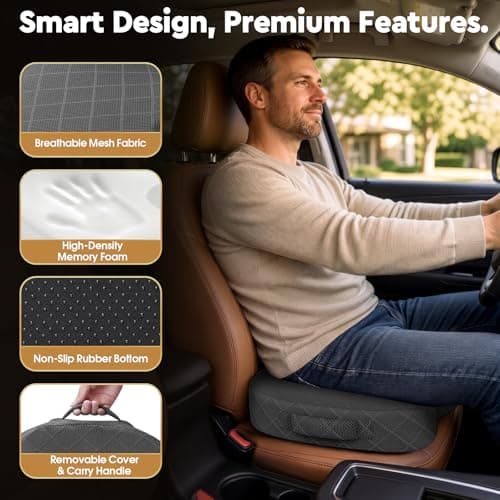TushGuard Seat Cushion - Memory Foam Sitting Pillow for Office Chair, Car Seat, Airplane, Bleacher - Sciatica & Hip & Coccyx Pain Relief Desk Chair Cushion for Long Sitting Office Workers, Car Drivers - Thumbnail 6