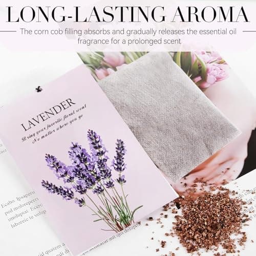 HOMELLAX Lavender Scented Sachet Bags - 12 Pack Drawer & Closet Freshener, Long Lasting Odor Eliminator for Wardrobes, Cars & Storage, Home Fragrance Air Freshener Sachets - Thumbnail 4