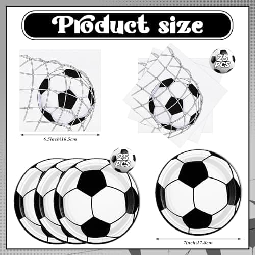 NatNarr 50 Pcs Soccer Plates and Napkins Party Decorations, 7inch Disposable Birthday Party Supplies Soccer Party Favors Sports Plates and Napkins for Sports Theme Birthday Baby Shower - Thumbnail 2