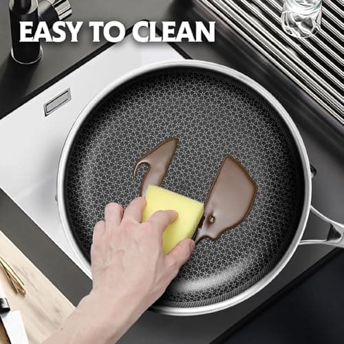 Non Stick Frying Pans Set,Hybrid Pan Set(8+10+12inch) Frying Pans Nonstick for cooking,PFOA Free Induction Cookware Sets,non stick Stainless Steel Skillets,Dishwasher and Oven Safe Kitchen set - Thumbnail 3