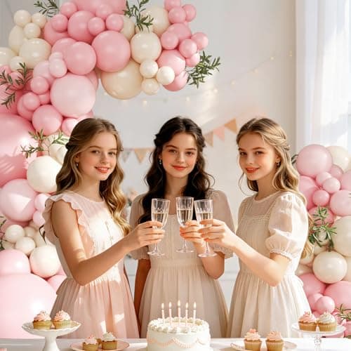 Pink Balloon Arch Kit 124Pcs Pink and White Balloon Arch Garland Kit Pastel Light Pink Sand White Balloons for Baby Shower Wedding Bridal Shower Anniversary Birthday Party Decorations - Thumbnail 4