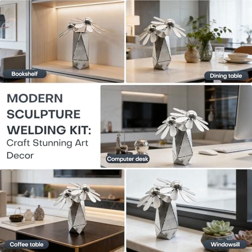 CMLDGIA Two 3D Daisies and One Vase Welding Practice Kit for Beginners DIY 201 Stainless Steel Tack Welding Project Metal Art Coupons for Tig Mig Welding Projects Metal Craft Kit (3D Daisy Style) - Thumbnail 4