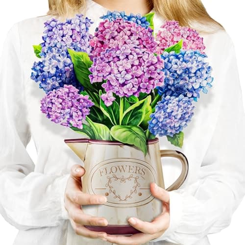 Airpark Mothers Day Gifts Card, 3D Pop Up Paper Flowers Bouquet 12’‘ with Note & Envelope, Birthday, Get Well, Teacher Appreciation Gifts, Anniversary, Thank You Gifts Cards for Women Friends, Nantucket Hydrangeas
