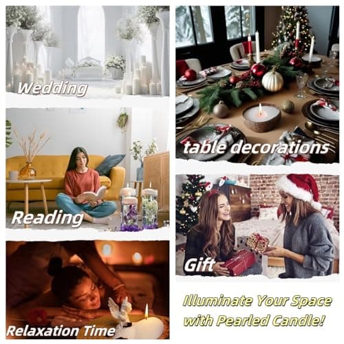 Aufien Candle Sand with Wicks,21.4 Oz Pearled Candle, DIY Bead Powder Sand Wax Making kit Refillable Non Toxic for Handmade, Wedding and Halloween Christmas Decorations White Fresh Lemon Scented - Thumbnail 5