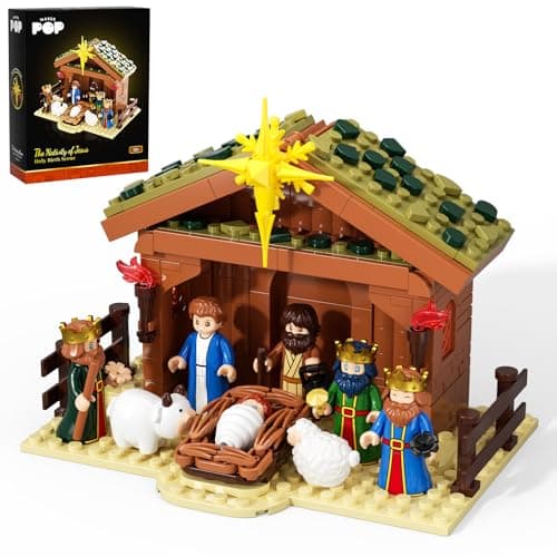 SHAREHB Jesus Building Block Set, Easter Nativity Building Kit, 252PCS Bible Story Jesus Figures Toys(Includes 6 Character Models), Gifts for Easter for Adults & Kids Boys Girls 6-12+