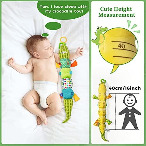 Jollybaby Baby Toys, Tummy Time Baby Toys 6-12 Month with Rattles, Crinkle, Newborn Musical Toy for Infant 0 3 6 9 12 Months Boys & Girls-Alligator - Thumbnail 4