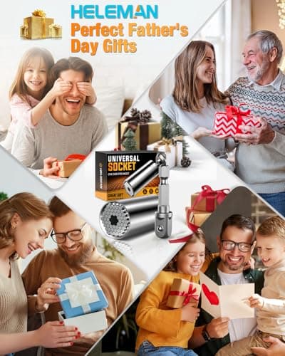 Fathers Day Dad Gifts from Daughter Son, 2 Pack Universal Socket Tools Set with Power Drill Adapter Cool Stuff Gadgets Ideas, Stocking Stuffers for Men Gifts for Him Grandpa Step Dad Husband Adults - Thumbnail 2