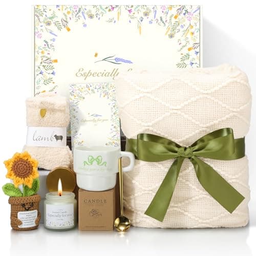Get Well Gifts for Women Care Package - Surgery Recovery & Chemo Comfort Box, Feel Better Basket for Her After Miscarriage or Illness,Surgery Cancer, Encouraging Self-Care Gift(Green White)