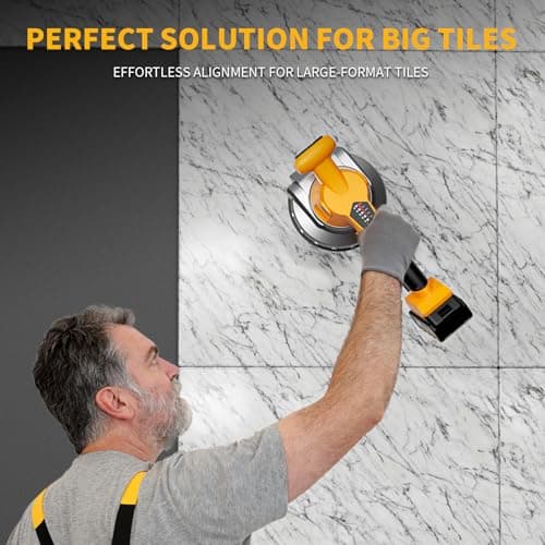 Tile Vibration Tool with 2 X 20V Batteries Cordless Tile Vibration, Tile Vibrator with 160mm Suction Cup 6 Adjustable Speed Digital Display for Floor, Tile,Wall - Thumbnail 6