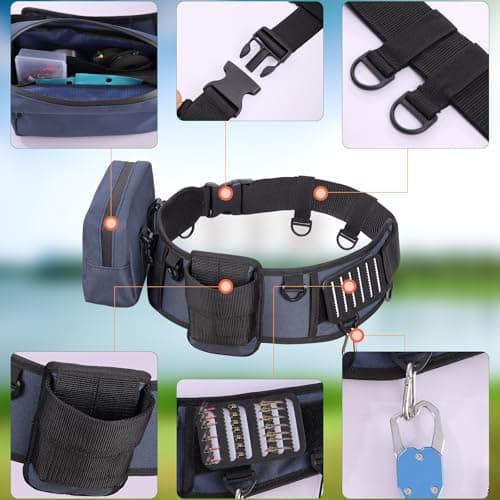 PELLOR Fishing Belt Rod Holder Adjustable Fishing Fighting Waist Belt with Detachable Tackle Bag, Multi-Hook Design, Professional Fishermen Tackle, Ideal Father's Day Gift - Thumbnail 4