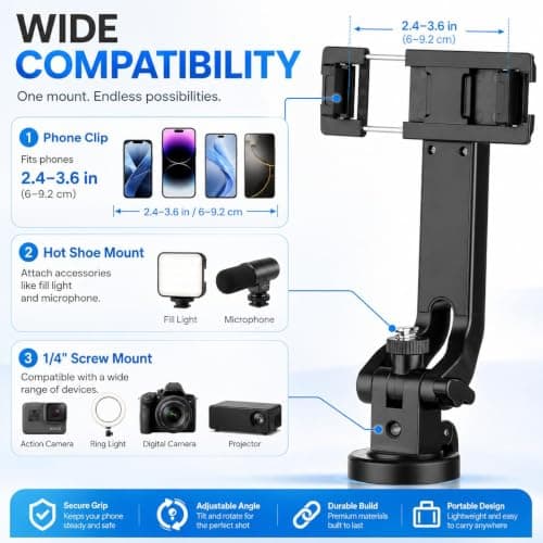 70" Auto Face Tracking Phone Holder, 360° Rotation Phone Tripod with Wireless Remote and Phone Holder, Selfie Stick Tripod for iPhone、Android Phone, Applied to YouTube, Vlog/TIK Tok - Thumbnail 5