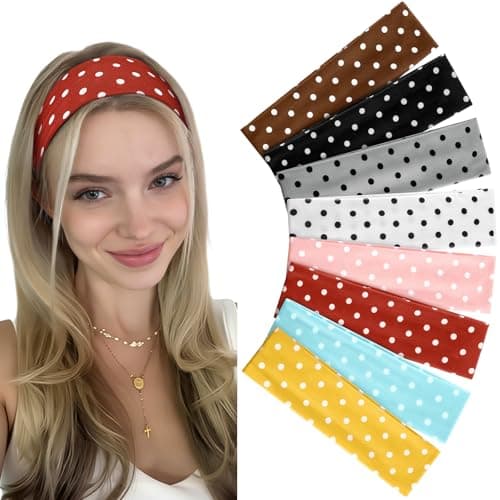 Polka Dot Headbands for Women Girls 8pcs: Gift for Women Non Slip Soft Retro Fashion Head Bands Stocking Stuffers Valentines Christmas Gift for Teen Girls Mom Easter Basket Stuffers Hair Accessories - Image 1