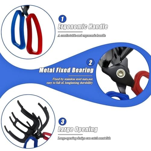 Pomeyard Valentines Day Gifts for Him 3 Claw Fish Gripper, Metal Fishing Pliers Gripper Catch Fish Control Clamp, Fishing Pliers Tool Fishing Accessories for Most Freshwater Fish Grip Tackle Holder - Thumbnail 3