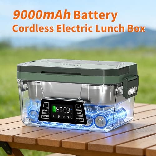 Monteka Cordless Electric Lunch Box for Adults, Rechargeable Heated Lunch Box with Scheduled Heating, Portable Food Warmer with Memory Function & Automatic Keep Warm, Christmas White Elephant Gifts - Thumbnail 3