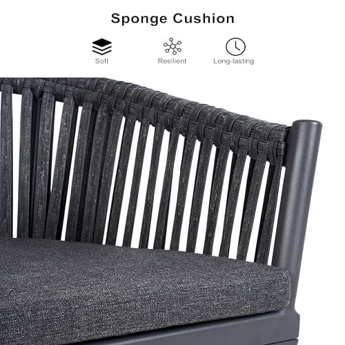 PURPLE LEAF 9 Pieces Outdoor Dining Set with Patio Aluminium Dining Table and Wicker Rattan Chairs Modern Furniture Cushions Sets for Backyard Indoor Decor Kitchen Grey - Thumbnail 4