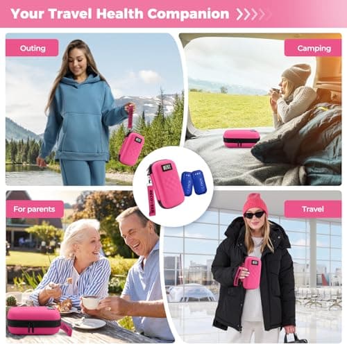 RecoverJoy TSA Approved Insulin Cooler Travel Case Diabetic Medication Bag With Thermometer Temperature Display Medication Diabetic Cooler Travel Medicine Organizer Bag for women & 2 Ice Pack-Rose red - Thumbnail 6