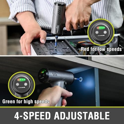 SnapFresh 4V Cordless Screwdriver Set, Electric Screwdriver with 10 Screwdriver Bits, 4-Speed Adjustable, 5 N·m Torque, USB-C Rechargeable Power Screwdriver for DIY, Home Repair - Thumbnail 3