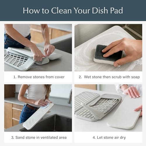Dorai Home Dish Pad - Diatomaceous Earth Stone Drying Mat for Kitchen Counter - Quick Drying -Stone Dish Drying Mat for Kitchen - (24.6" x 16.5") - Thumbnail 4