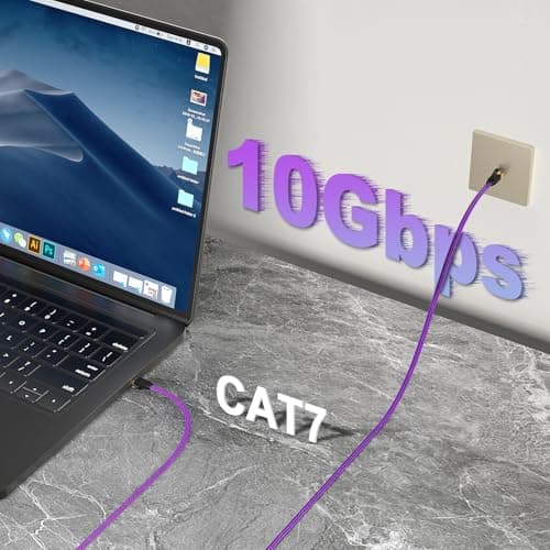 J&D Cat 7 Ethernet Cable, Nylon Braided Flat Design High Speed Internet LAN Cable, 10Gbps 600MHz Network Cable Compatible for Gaming PC, PS5, Xbox, Modem, Router, Low Latency Ethernet Cord, 20 Feet - Thumbnail 3