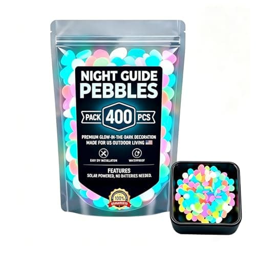 Glow in The Dark Garden Stones, Luminous Outdoor Decorative Pebbles for Walkways, Patio, Lawn, Yard, Flower Beds, UV Charged Glowing Rocks for Landscape Decor (Multicolor, 400PCS)