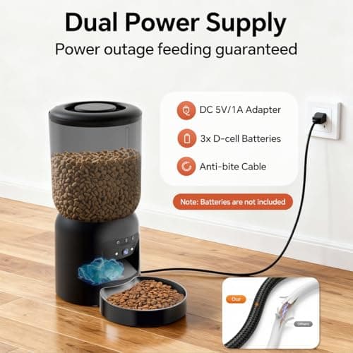 Centvicam Automatic Cat Feeder with 2K HD Camera: 5G WiFi Automatic Dog Feeder with Night Vision, Auto Cat Food Dispenser with 6L Large Food Storage for Multiple Pet, Detachable for Easy Clean -24 Cup - Thumbnail 6