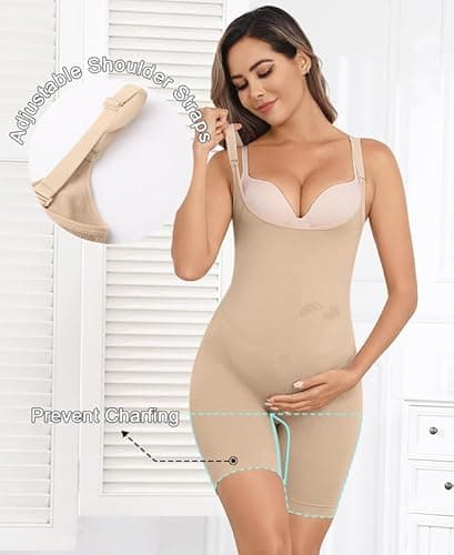 Y25D Women's Maternity Bodysuit Seamless Pregnancy Shapewear Shorts Under Dresses Belly Support - Thumbnail 5