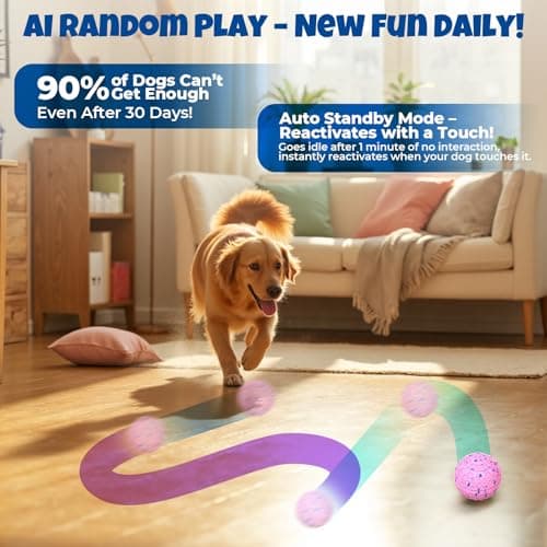 Interactive Dog Toys Dog Ball: Moving Dog Ball for Large Dogs - Automatic Moving, Bouncing, and Rotating, E-TPU Material, IP65 Waterproof Rating, Active Rolling Ball for Medium and Large Dogs - Pink - Thumbnail 2