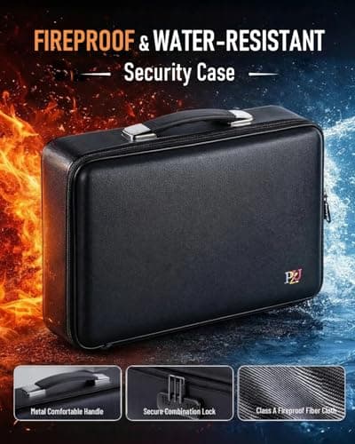 Fireproof Document Box - Hard-Shell Design Waterproof & Fireproof Document Safe with Lock, Fire Proof File Box for Documents, Certificates, Laptops, Passports, Black - Thumbnail 4
