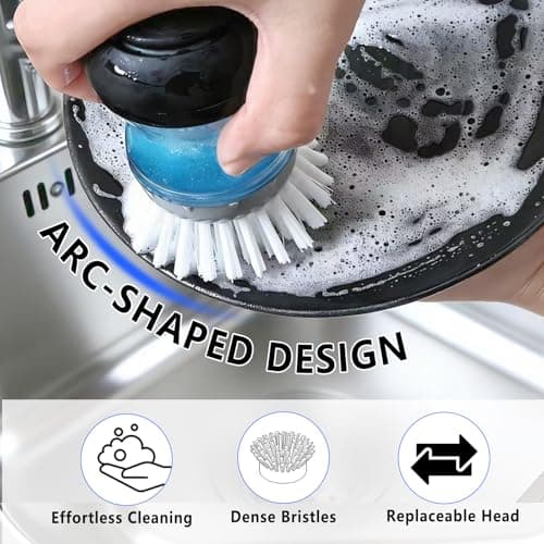 MiUWUU 4 Pack Brush Refills for OXO Dish Brush Refill B, Brush Head Replacement OXO Dish Brush Replacement Head（Grey Round） - Thumbnail 6