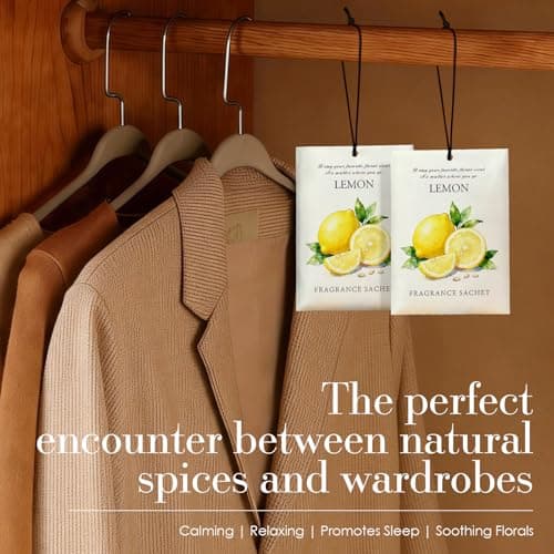 HOMELLAX Lemon Scented Sachet Bags - 12 Pack Drawer & Closet Freshener, Long Lasting Odor Eliminator for Wardrobes, Cars & Storage, Home Fragrance Air Freshener Sachets - Thumbnail 3