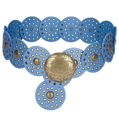 BISON SPIRIT Western Leather Belts for Women Boho Waist Belt Cowgirl Disc Belts boho belt for Dress - Image 1